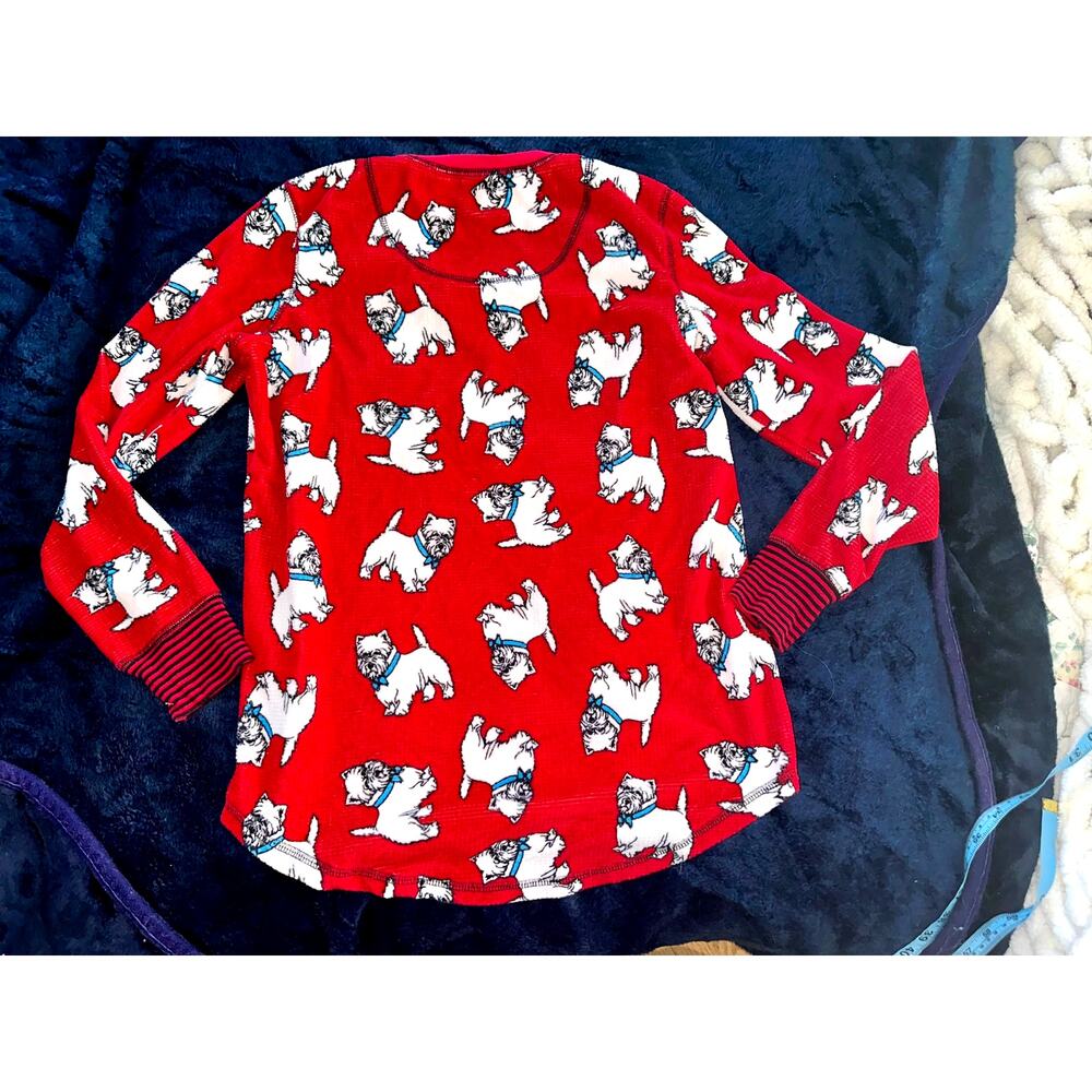 P.J. SALVAGE VINTAGE VELOUR TERRIER DOG PAJAMA TOP S